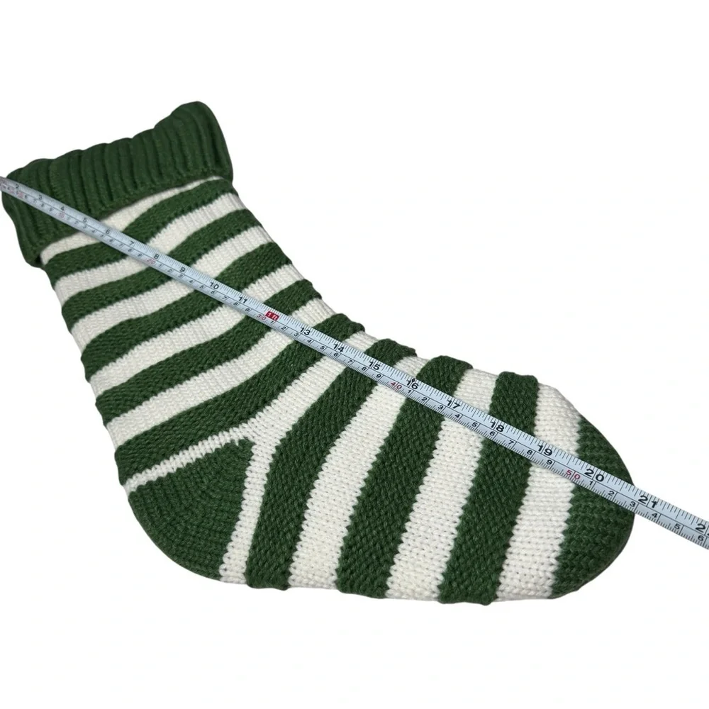 Target Wondershop Christmas Stocking Green White Stripe  Knit Plush Large Big